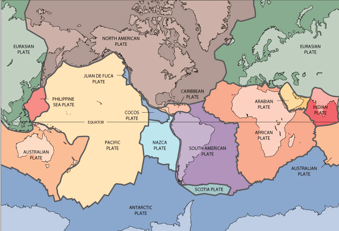 Map of major tectonic plates. Source: USGS.