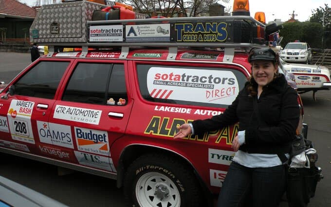 SOTA Tractor's Suzanne Day with the car before kick-off.