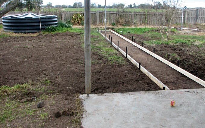 Ken's pathway to the clothesline is ready for concreting.
