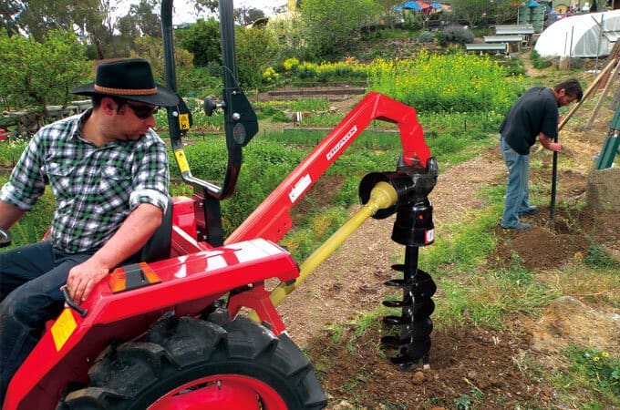 The AGMAX post hole digger uses a 50hp gearbox for increased down force on hard ground.