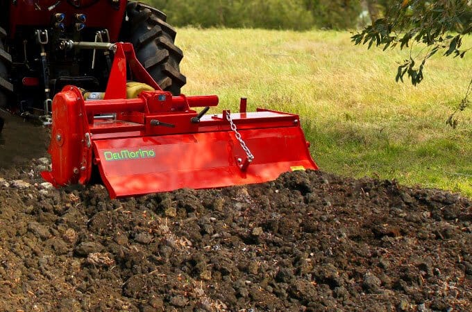 A Del Morino rotary hoe allows access to difficult to reach areas.