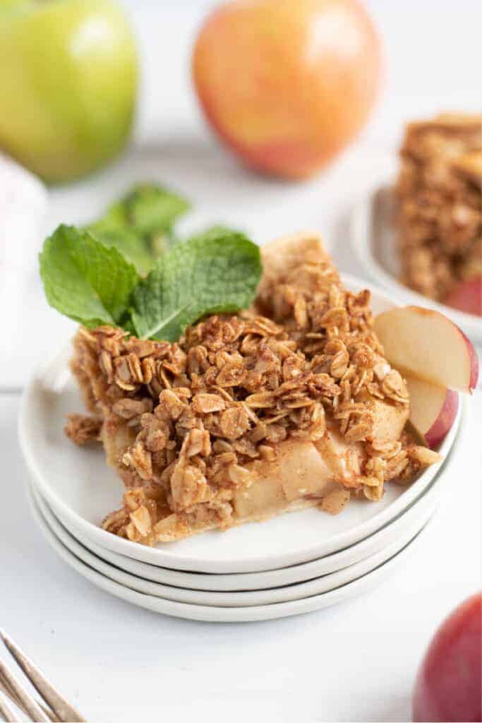 close up of apple slab pie with cinnamon spice