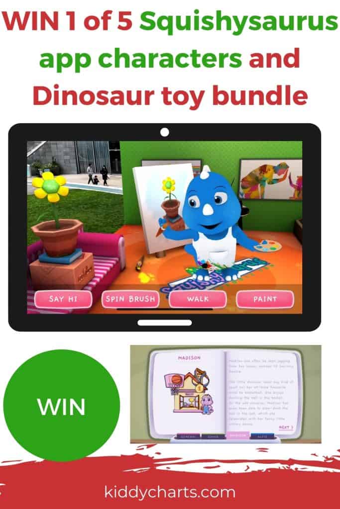 Win Squishysaurus characters online and dinosaur toy bundle