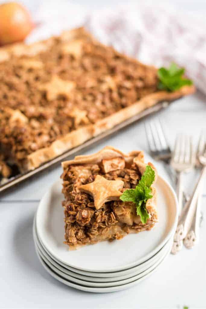 piece of apple slab pie on plate