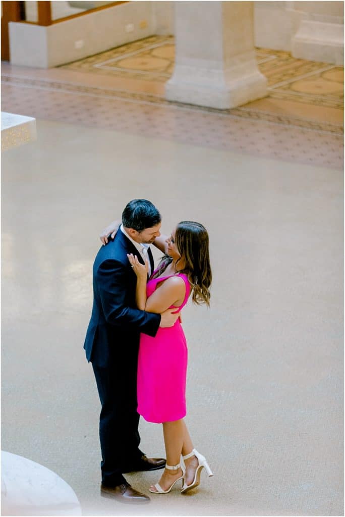 The Rookery Building Engagement Session romantic posing