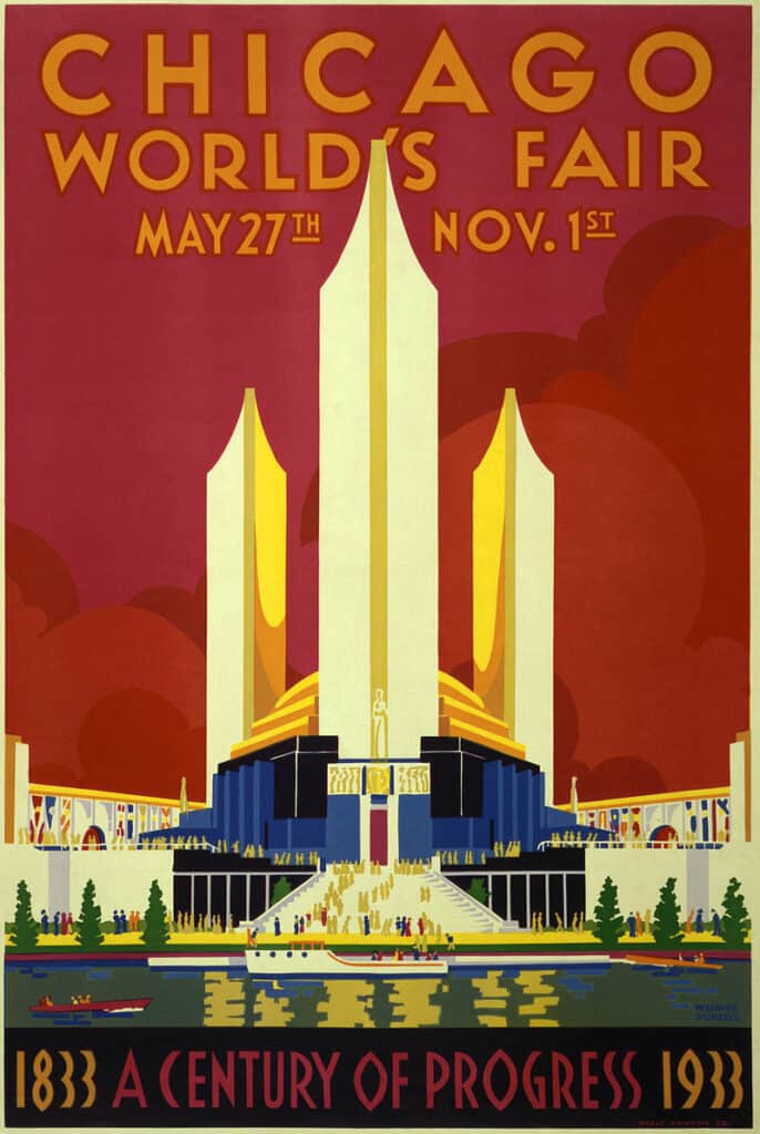Poster for Chicago Century of Progress World Fair, Weimer Pursell, silkscreen print by Neely Printing Co., Chicago