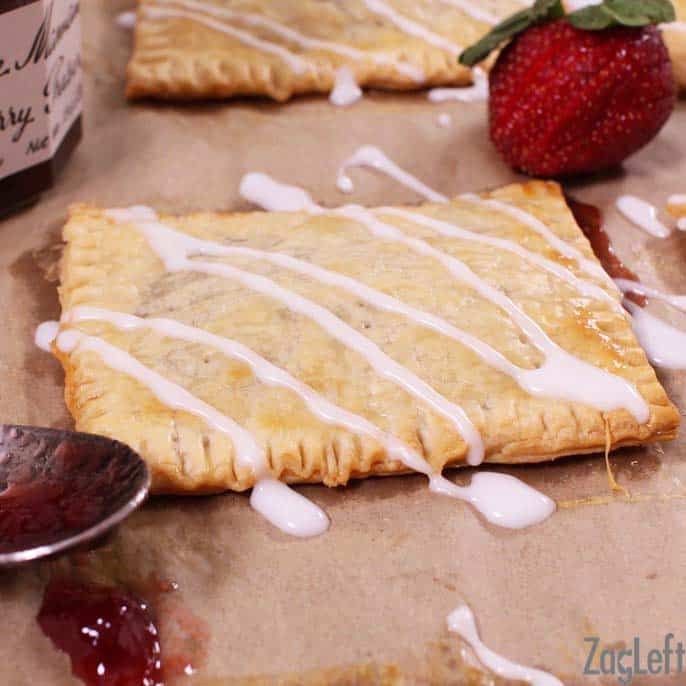 A close up of a homemade toaster pastry with a sugar glaze