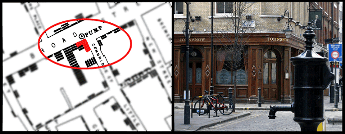 John Snow Cholera Map 1854 (Micronautes Broad Street Map/Broadwick Street Water Pump 2017)