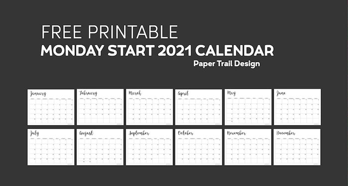 Free Printable 2021 Calendars Paper Trail Design