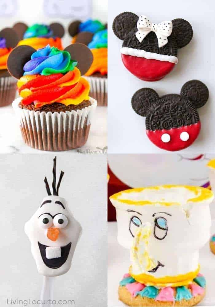 Four pictures showing various Disney desserts