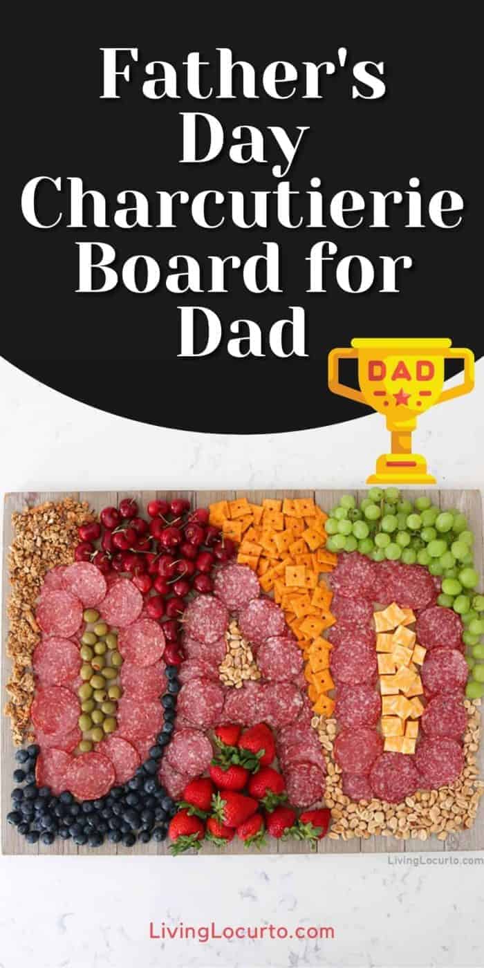 Father's Day charcuterie board with the word Dad Fathers Day Charcuterie Board Dad Platter Living Locurto