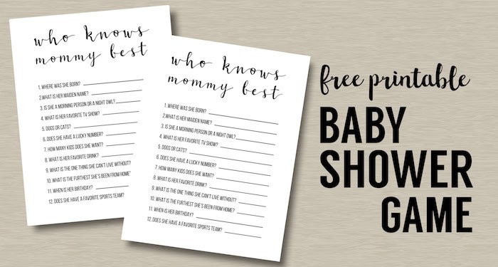Baby Shower Games Free Printable Who Knows Mommy Best Paper Trail Design