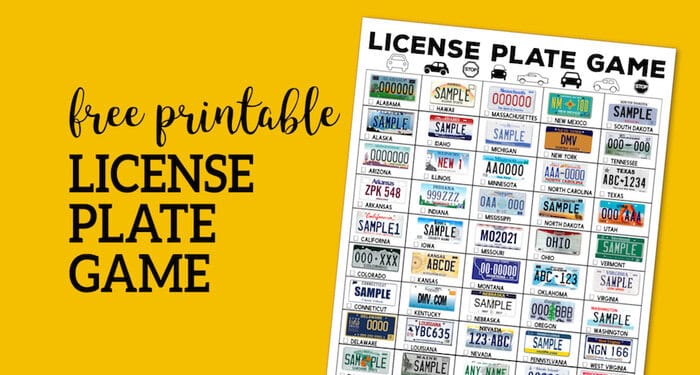 Road Trip License Plate Game Printable Paper Trail Design
