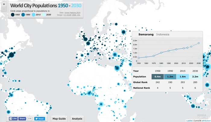 Screen shot from the World City Populations 1950 - 2035.