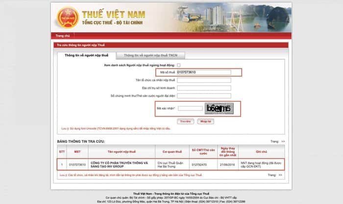 Tra cứu thông tin doanh nghiệp