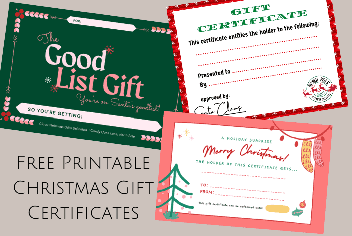 Free Christmas Printable Gift Certificates The Diary Of A Frugal Family