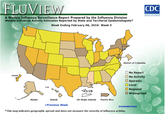 Weekly Influenza Map. Map: CDC