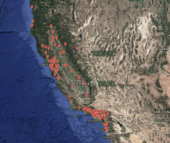 Map of the libraries participating in the Oculus Project.