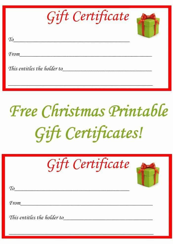 Free Christmas Printable Gift Certificates.... | The Diary ...