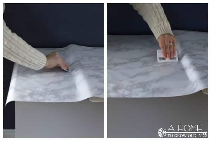 removing bubbles after applying contact paper to top of dresser