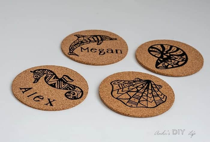 Cricut personalized cork coasters