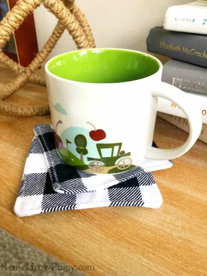 easy homemade buffalo plaid flannel coasters