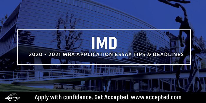 IMD 2020 MBA essay tips and deadlines