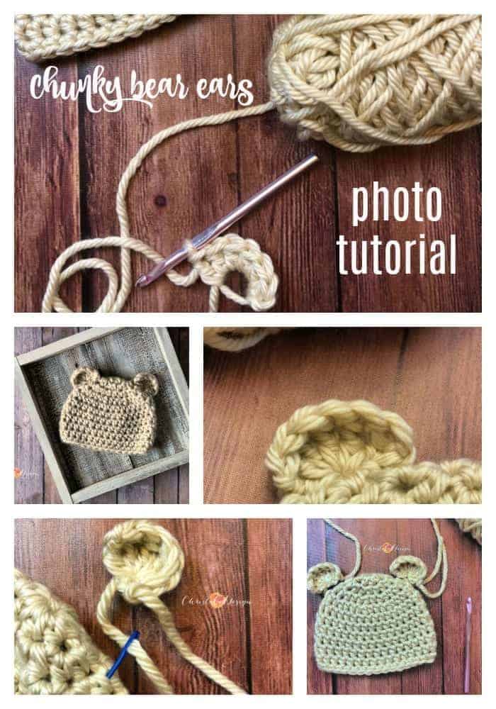 Picture of pin image with text crochet bear ears tutorial