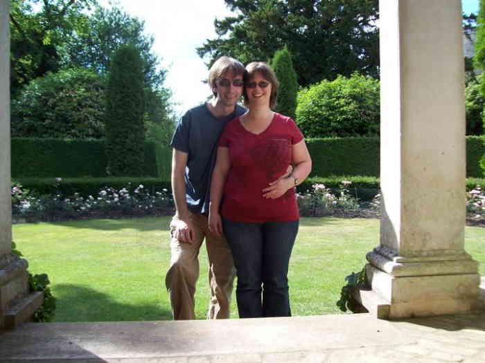 Our engagement selfie in the rose garden at Ickworth