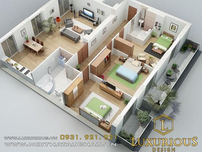 Thiết kế nội thất phòng bếp nhà cấp 4 3 phòng ngủ