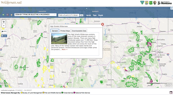 Wilderness.net's interactive map.