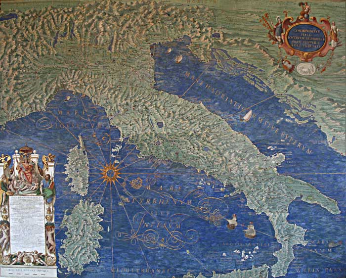 Map of Italy, Corsica and Sardinia in the Gallery of Maps, Vatican. Photo: Jean-Pol Grandmont.