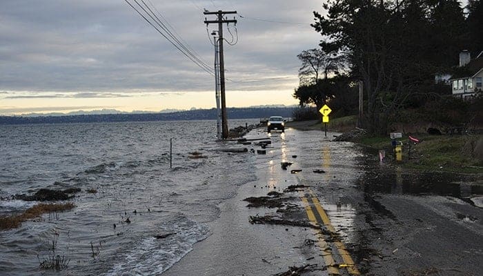 High tide flooding in Port Orchard, Washington, on Jan. 6, 2010. (Ray Garrido, courtesy of Washington Department of Ecology)