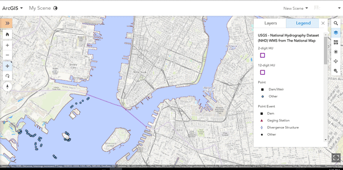 USGS – NHD (National Hydrography Datset), through ESRI’s ArcGIS map viewer