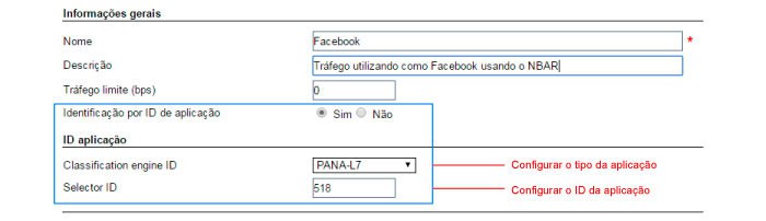 Figura 6: Formulário de aplicação com identificação por Flexible NetFlow