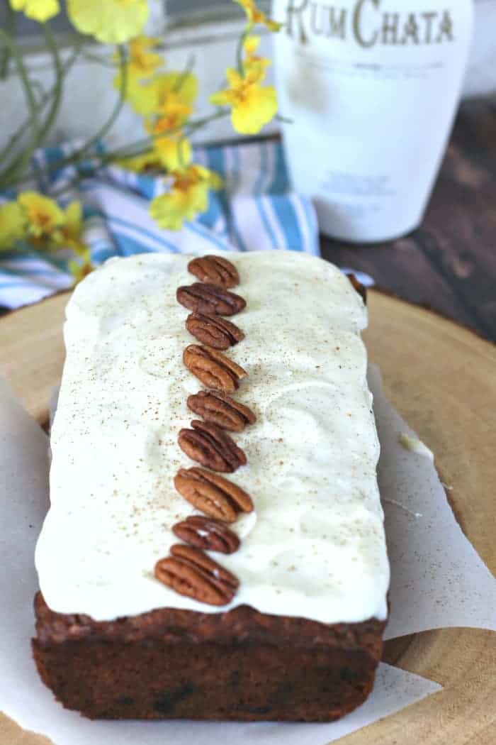 RumChata Carrot Cake Banana Bread {RumChata Cinnamon Cream Cheese