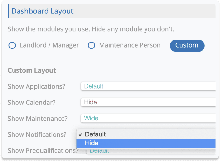 rentredi custom dashboard