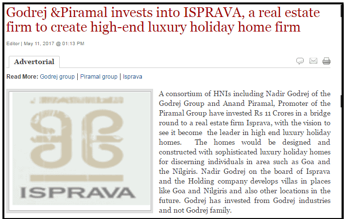 MagicBricks Article on Isprava