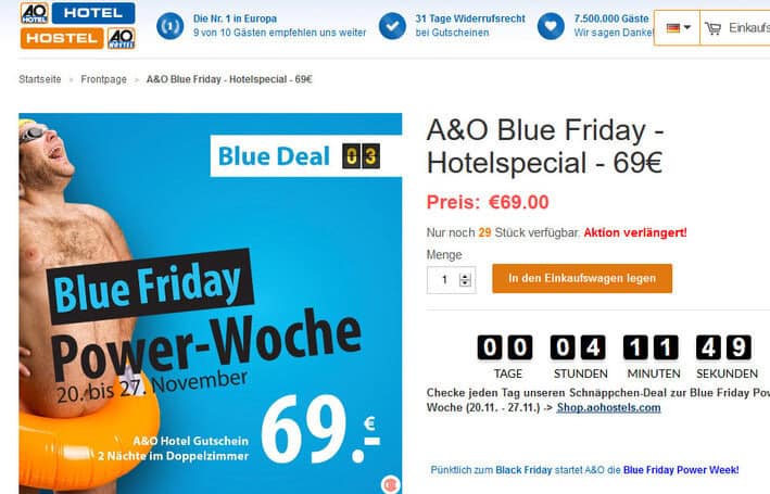 Deal-Screenshot - Städtereise Amsterdam A&O Blue Friday Deal-Screenshot - Städtereise Amsterdam A&O Blue Friday