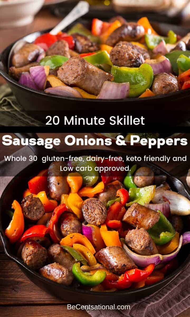 Skillet Sausage with Onions and Peppers - 20 Minute