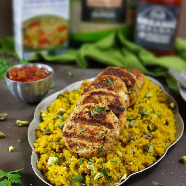 Broth & Salsa Flavored Salmon Burgers with Turmeric Quinoa