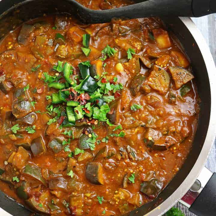 Easy Eggplant Curry with Poblano Peppers