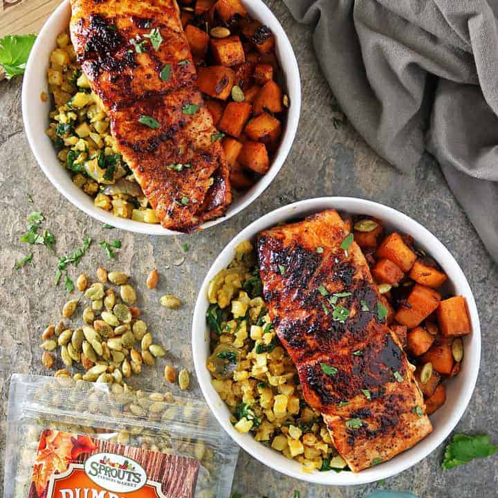 30 Minute Honey Chili Salmon And Sweet Potato Bowls