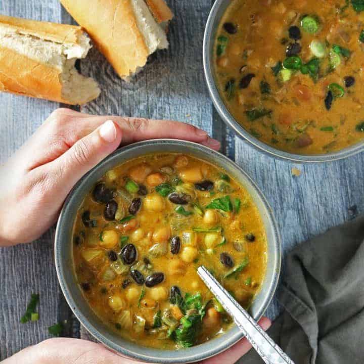 Easy Creamy Three Beans and Greens Stew