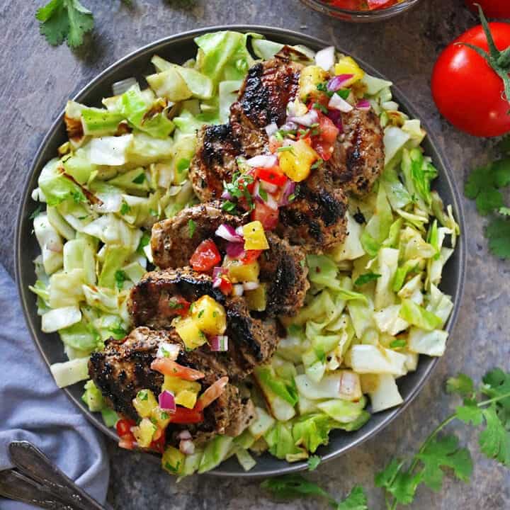 Grilled Pork and Grilled Pineapple Salsa Dinner