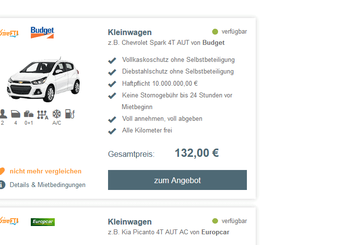 Screenshot Mietwagen in Dubai buchen Screenshot Mietwagen in Dubai buchen