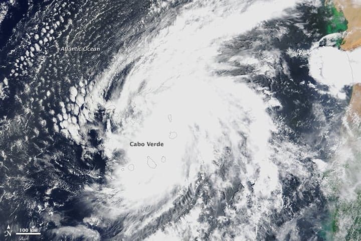 The Moderate Resolution Imaging Spectroradiometer (MODIS) on NASA’s Terra satellite acquired this natural-color image of Fred off the west coast Africa at 11:15 a.m. Cabo Verde time (12:15 Universal Time) on August 31, 2015. Source: NASA