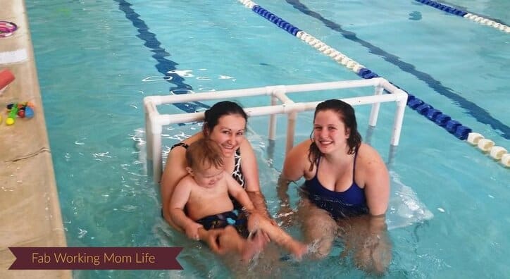 With our SafeSplash Swim School swim instructor.