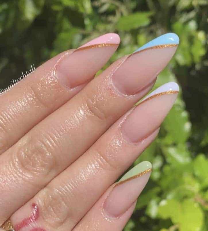 Summer Rainbow Nails, rainbow glitter nails