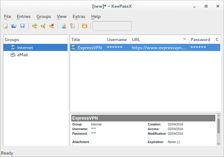 screenshot of keepassx in action